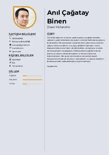Ziraat Mühendisi Cv Örnekleri cv indir